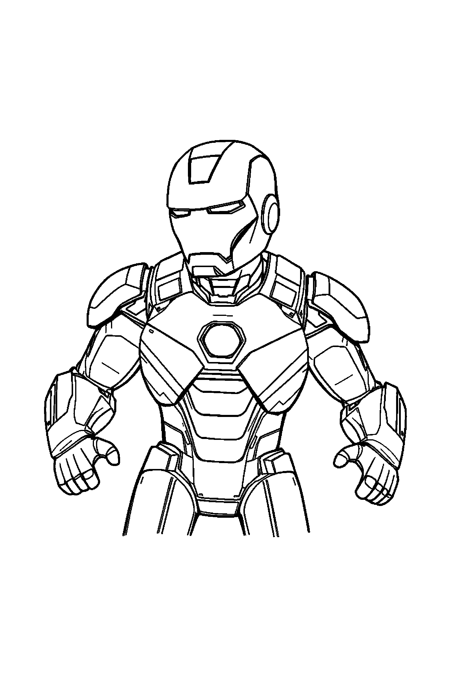 Coloriage Iron Man gratuit à imprimer : Iron Man assis qui sourit de tout son cœur