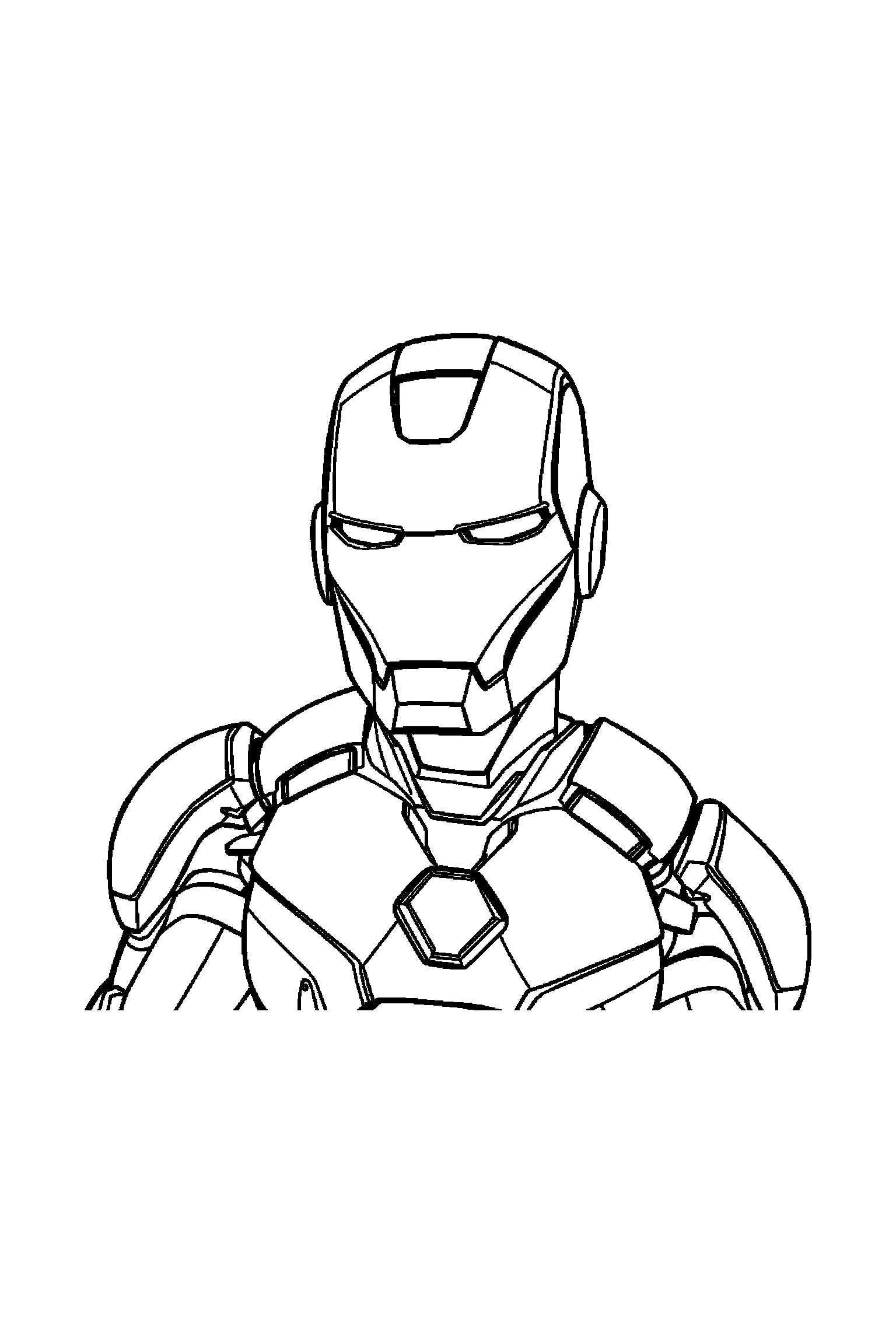 Coloriage Iron Man gratuit à imprimer : portrait facile avec un héros en armure et de grands contours