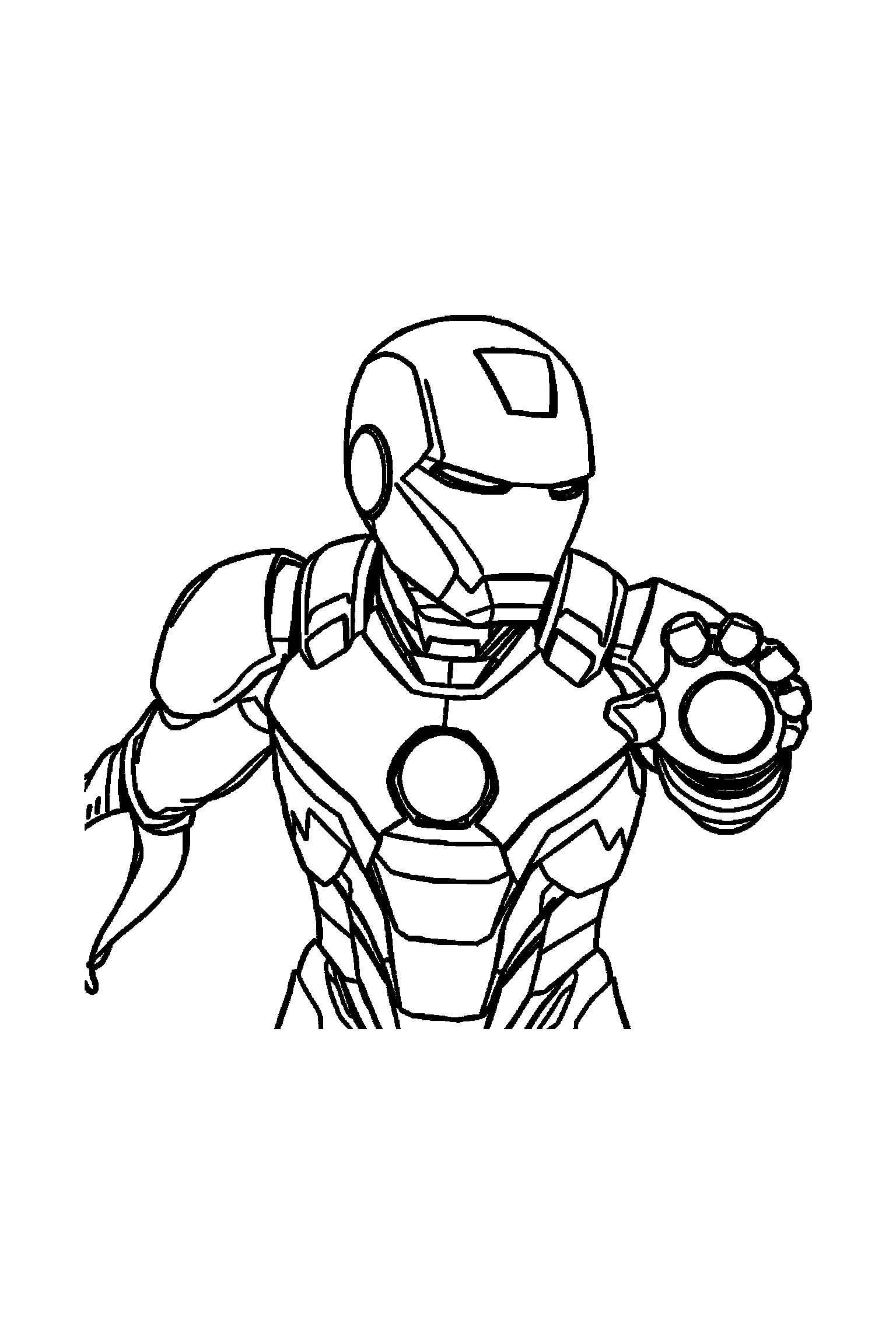 Coloriage Iron Man gratuit à imprimer : un casque Iron Man tenant un boulon