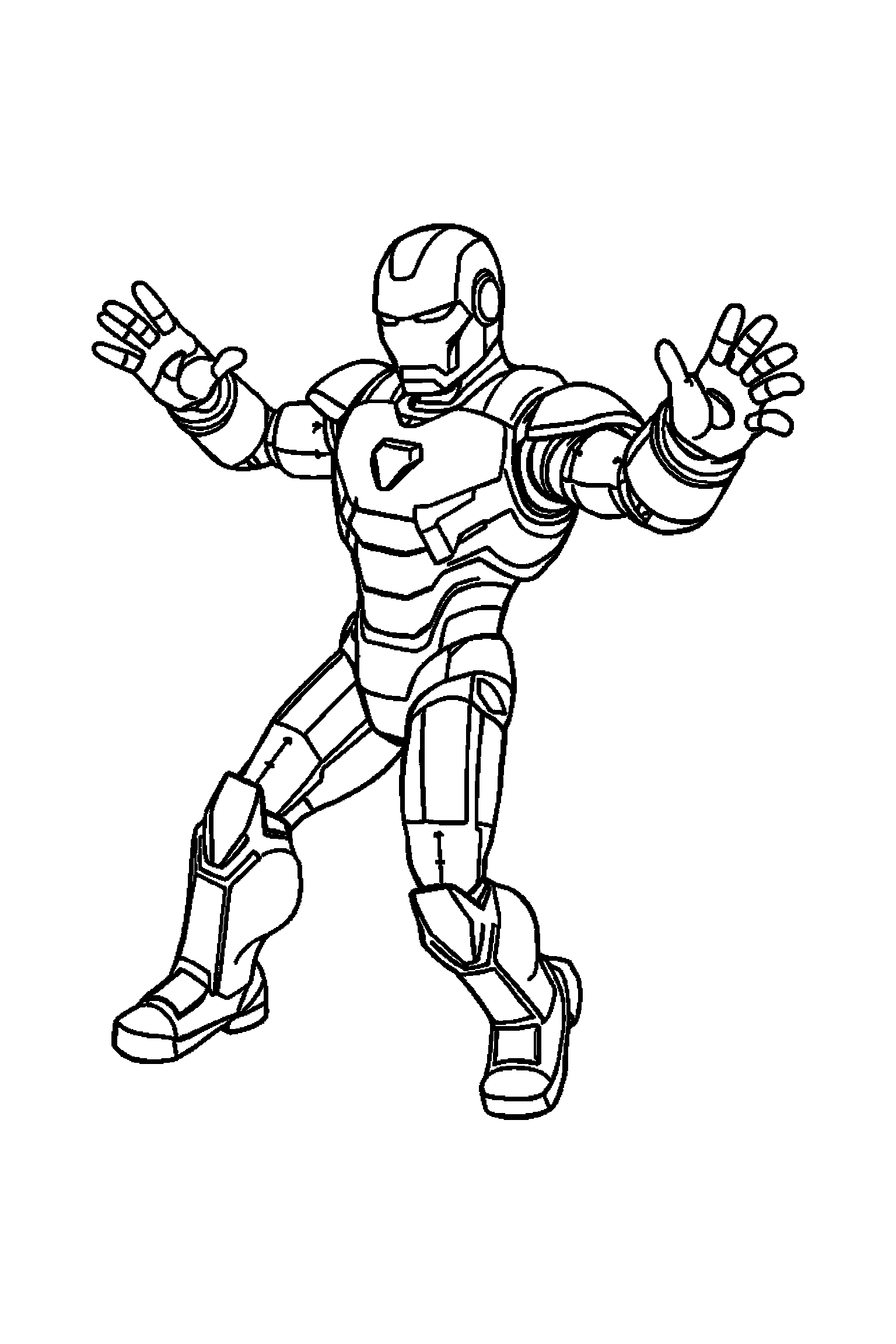Coloriage Iron Man gratuit à imprimer : Tony Stark en armure qui danse sans décor compliqué