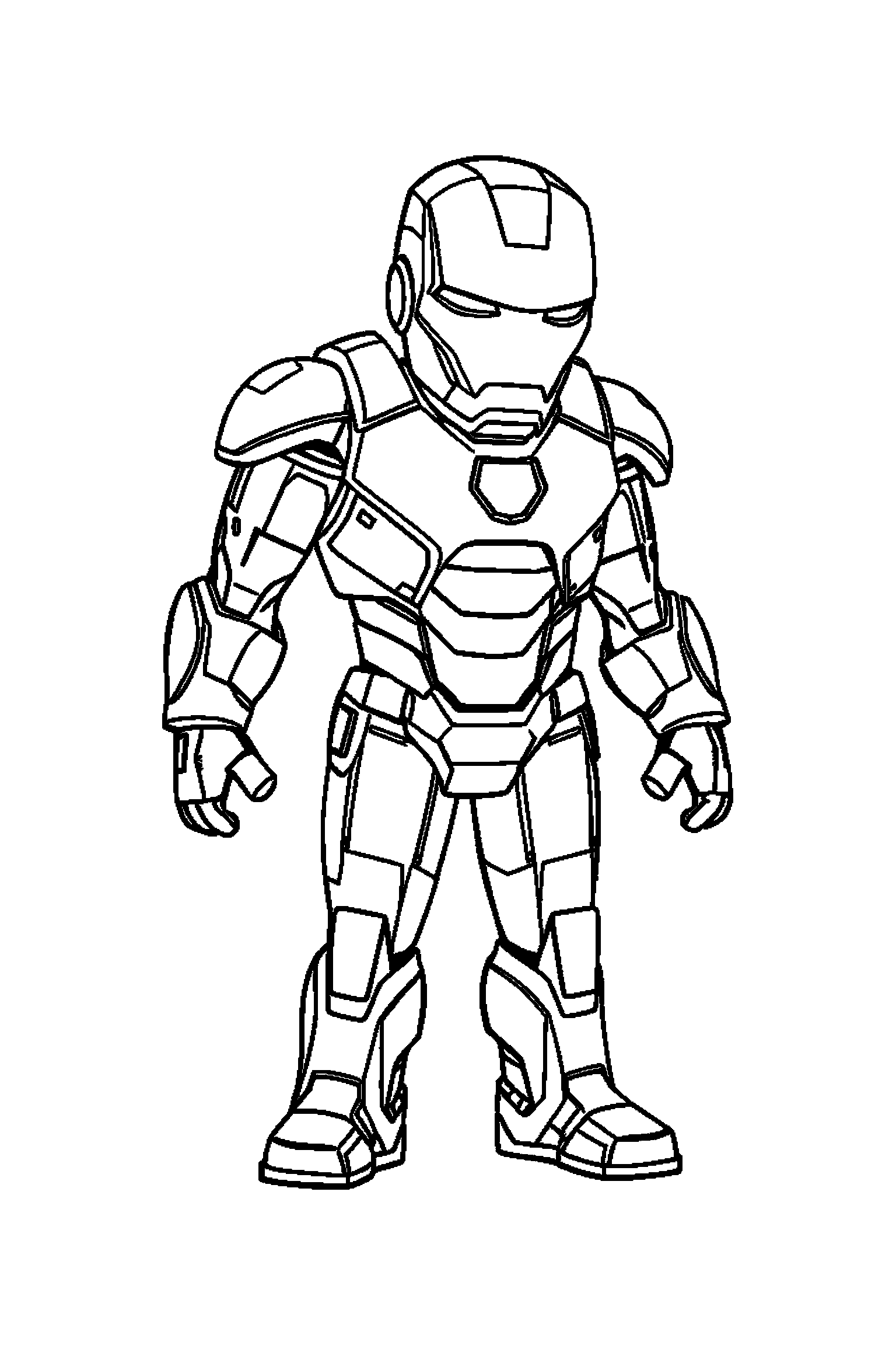 Coloriage Iron Man gratuit à imprimer : Iron Man debout avec une posture simple et lisible