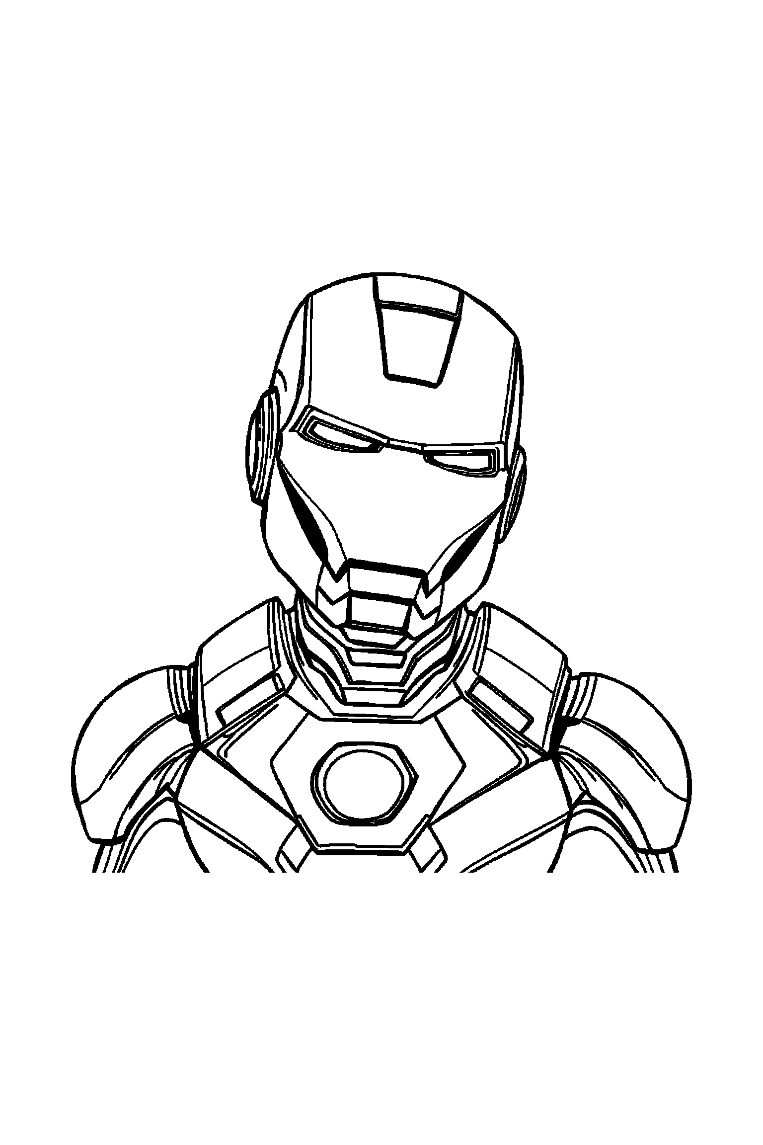 Coloriage Iron Man gratuit à imprimer : un casque Iron Man avec deux mains visibles et simples