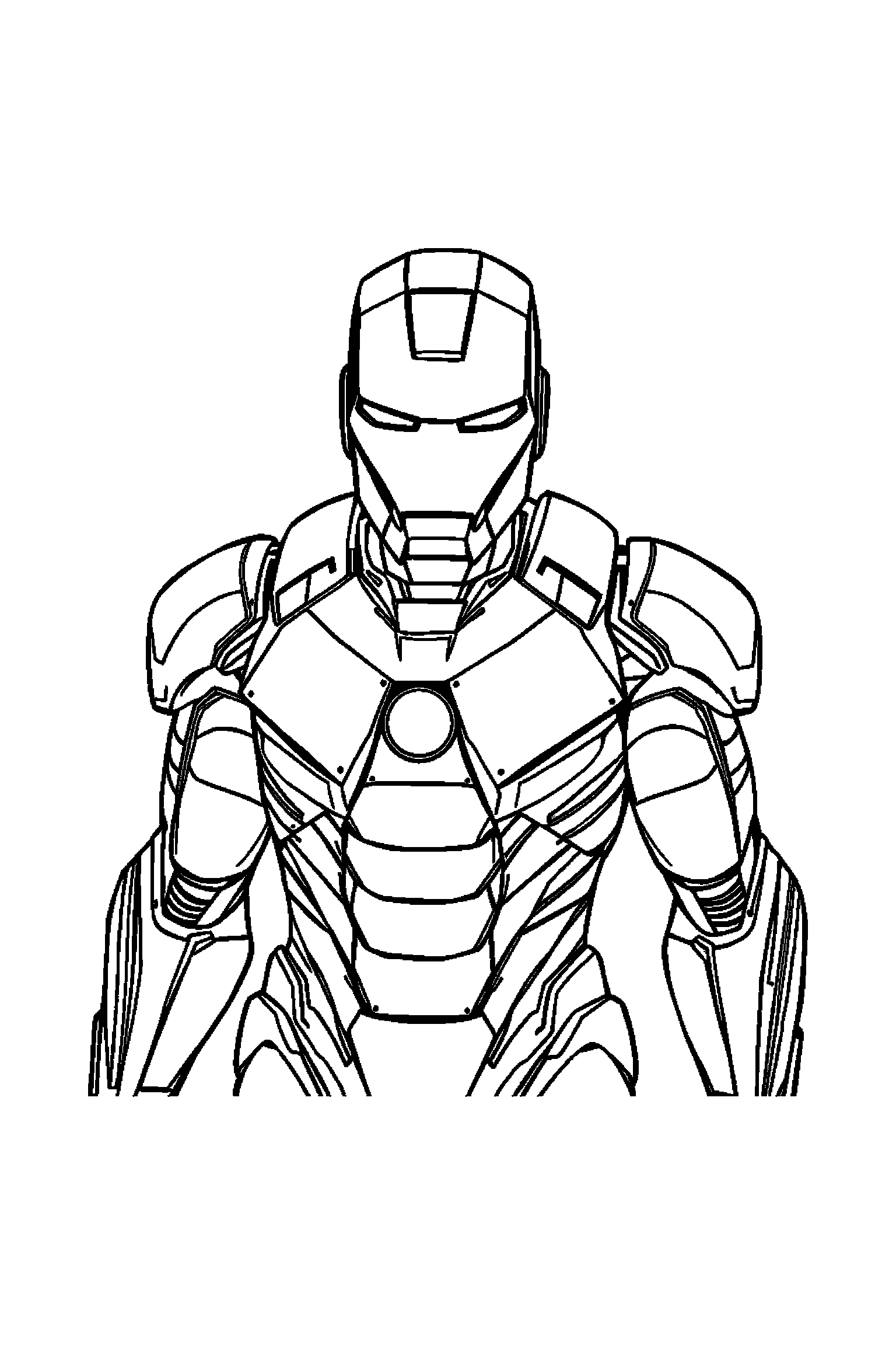 Coloriage Iron Man gratuit à imprimer : Iron Man debout de face en armure simple sans decor