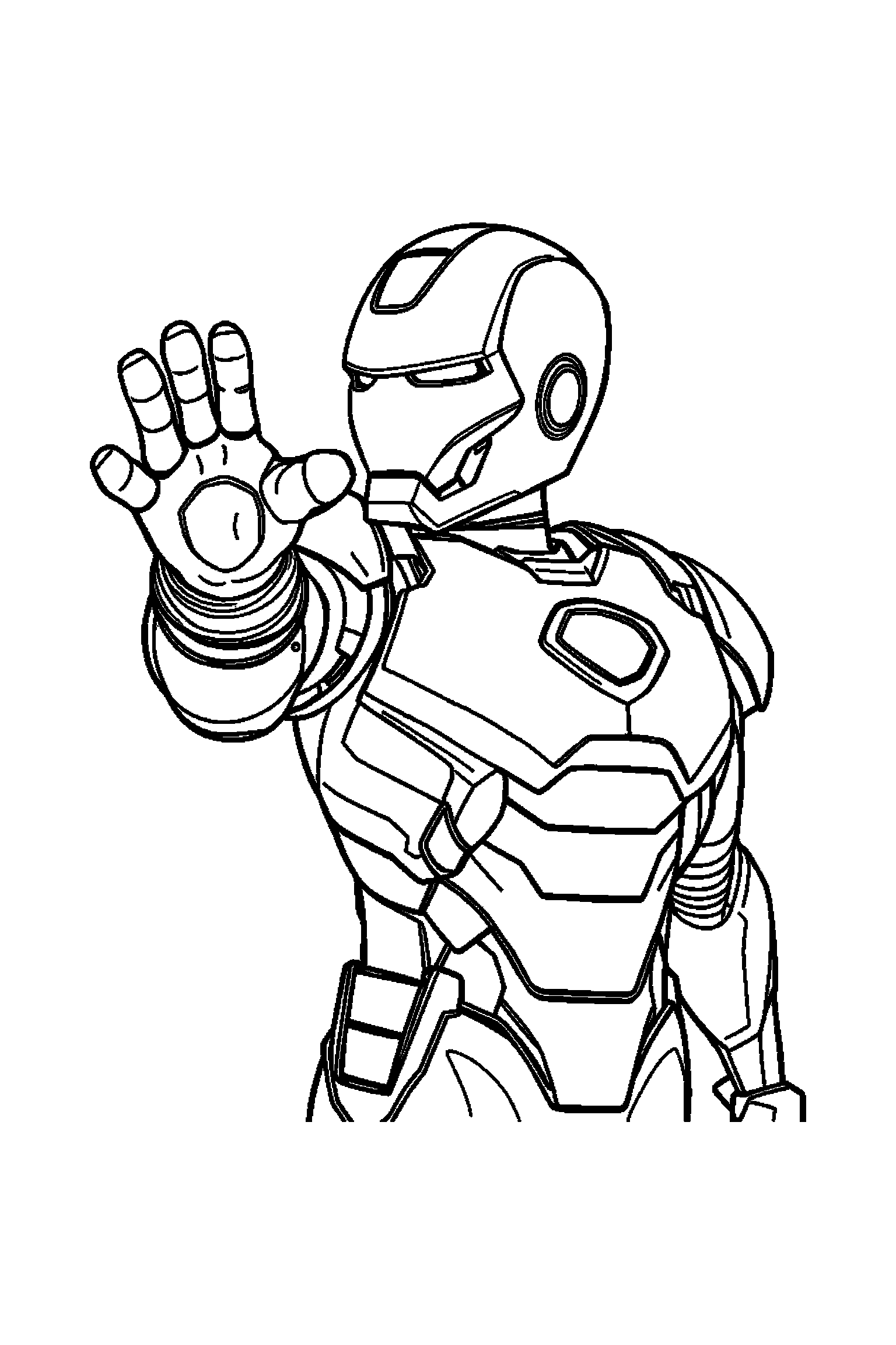 Coloriage Iron Man gratuit à imprimer : un casque Iron Man qui regarde un boulon