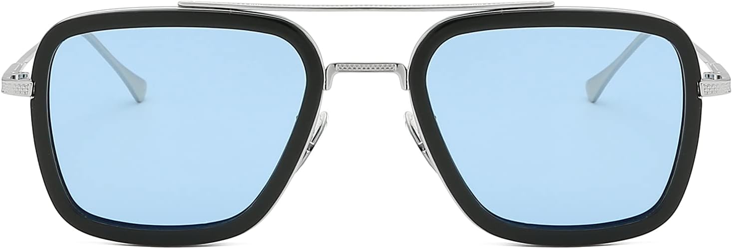 Lunettes de soleil Iron Man rétro à monture carrée en métal – Image 2