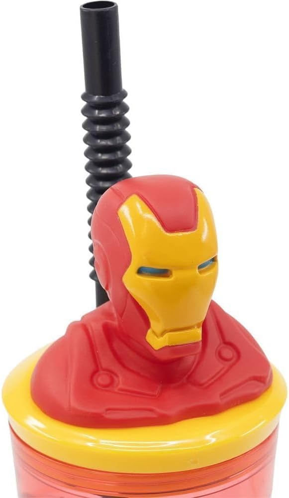 Gobelet réutilisable Iron Man avec paille et personnage 3D, 360 ml – Image 4