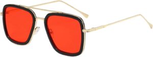 Lunettes de soleil carrées en métal Iron Man pour homme