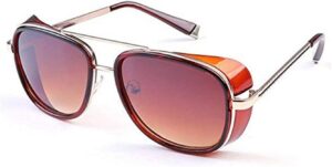 Lunettes de soleil steampunk Iron Man Tony Stark, monture dorée et verres marron