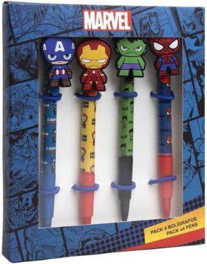 Set de 4 stylos multicolores Marvel Iron Man