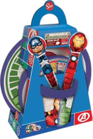 Set repas Marvel Iron Man en plastique alimentaire recyclable, 5 pièces