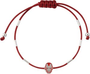Bracelet enfant Marvel Iron Man réglable en cuir noir/rouge et argent sterling 925