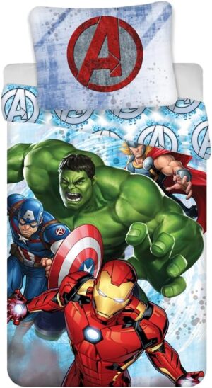 Parure de lit Marvel Avengers bleu 140 x 200 cm avec Iron Man