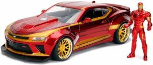 Chevy Camaro SS 2016 Marvel Iron Man avec figurine en métal 7 cm