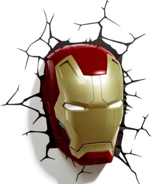 Applique murale LED casque Iron Man Marvel rouge 3D Light FX