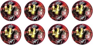 Lot de 8 assiettes en carton 23 cm Iron Man Face pour anniversaire