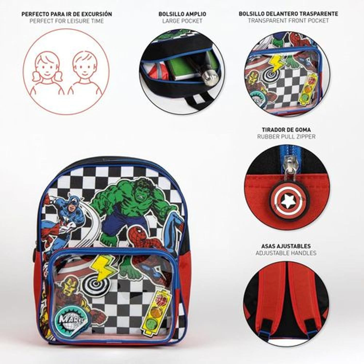 Sac à dos scolaire Marvel Avengers Iron Man avec poche transparente – Image 4