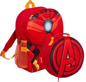 Ensemble enfant Marvel Iron Man Rouge avec sac à dos, sac à déjeuner amovible et porte-bouteille 2 pièces