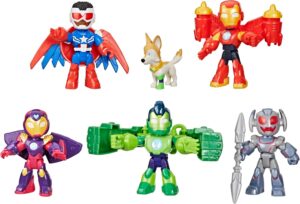 Pack figurines Marvel Iron Man et ses amis Avengers en armure 7,5 cm