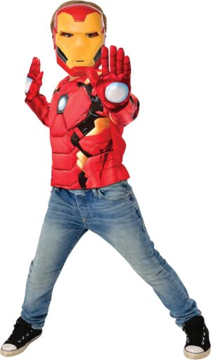 Déguisement Marvel Avengers Iron Man enfant taille M avec masque, gants et poitrine musclée
