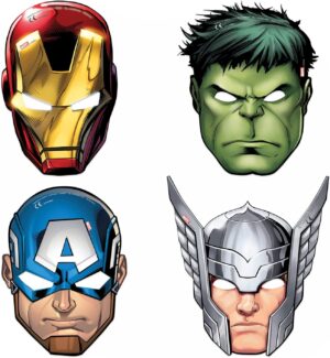 Masques Avengers Iron Man en carton avec élastique, lot de 6