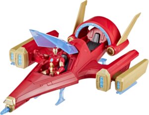 Marvel Avengers Iron Man, jet de combat à répulseur avec figurine 10 cm