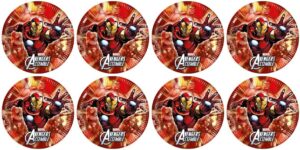 Assiettes Iron Man Corps en carton 23 cm, lot de 8