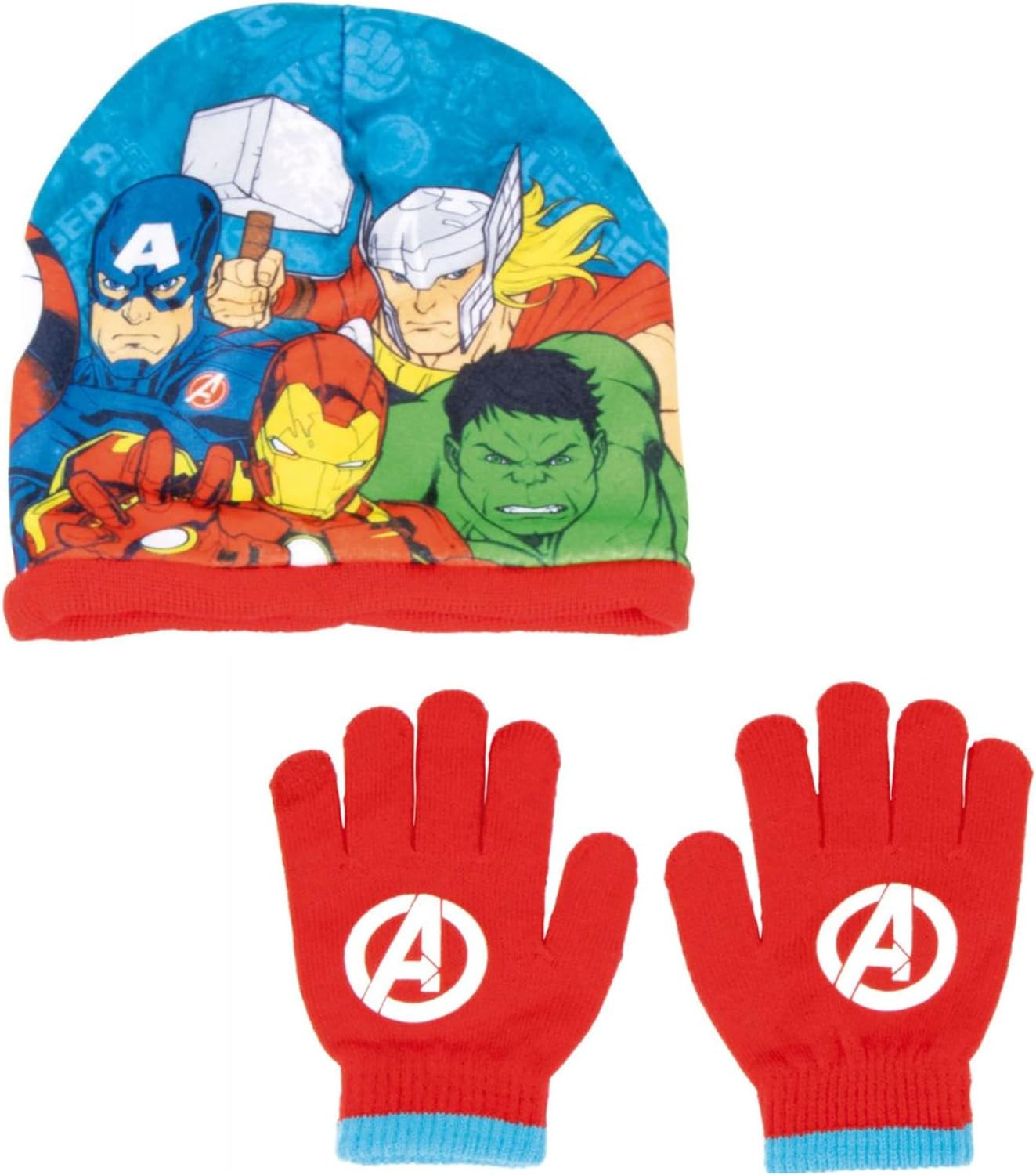 Ensemble hiver Marvel Avengers avec chapeau et gants Iron Man pour enfants