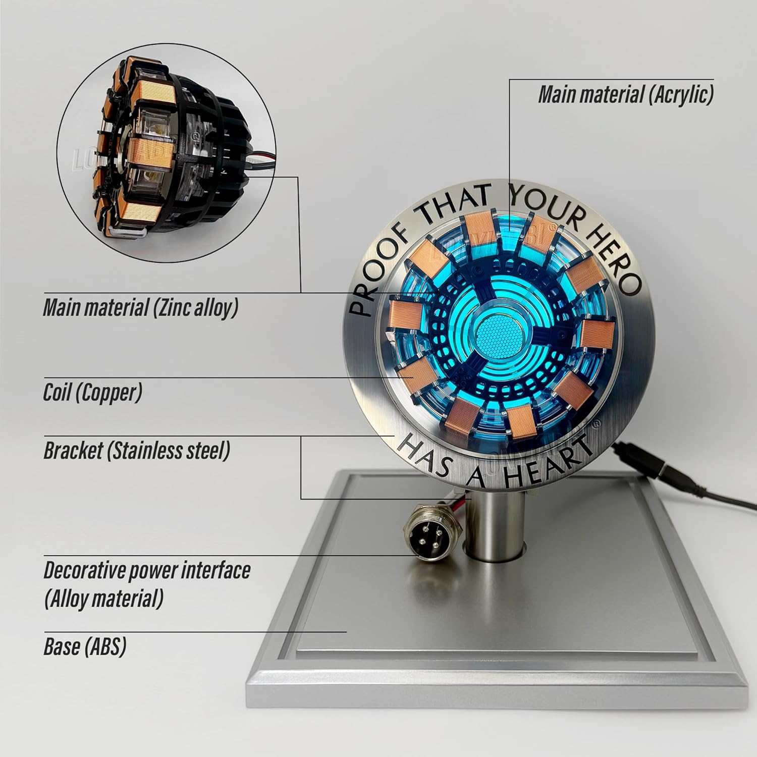 Réacteur Arc Iron Man MK1 échelle 1:1 avec boîtier d'affichage – Image 4