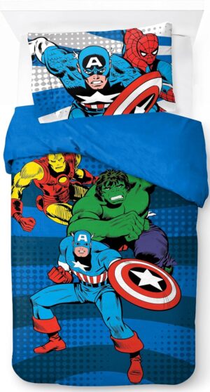 Parure de lit Marvel Avengers 100% coton avec Iron Man et taie
