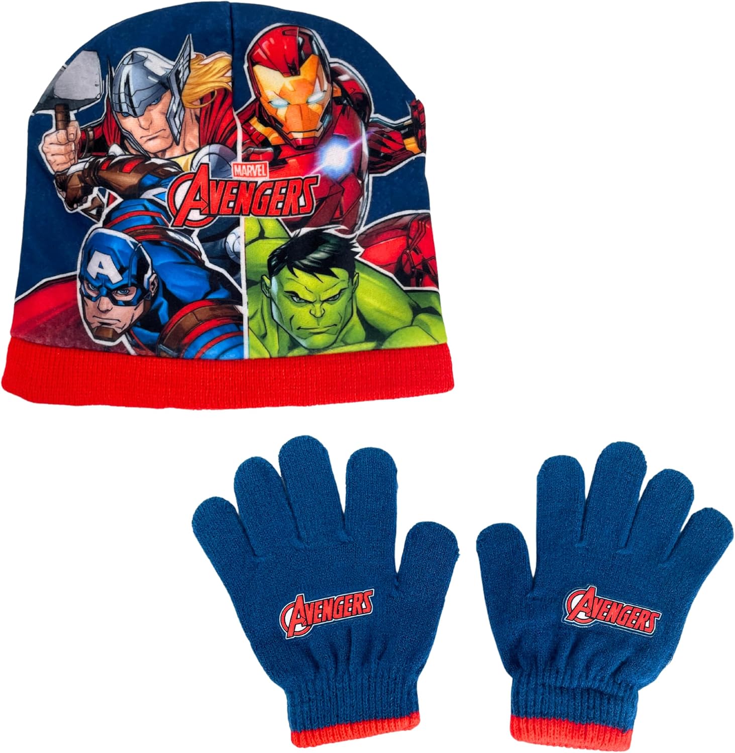 Ensemble d'hiver bleu Marvel Avengers avec bonnet et gants Iron Man pour garçon