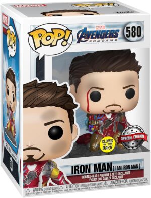 Figurine Funko Pop! Iron Man Marvel Avengers Endgame métallisée phosphorescente 9,5 cm