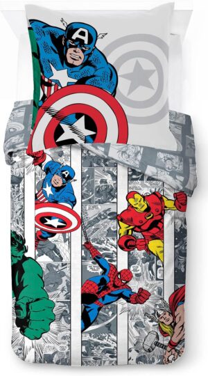 Parure de lit enfant Iron Man Marvel Comics 140x200 en 100% coton