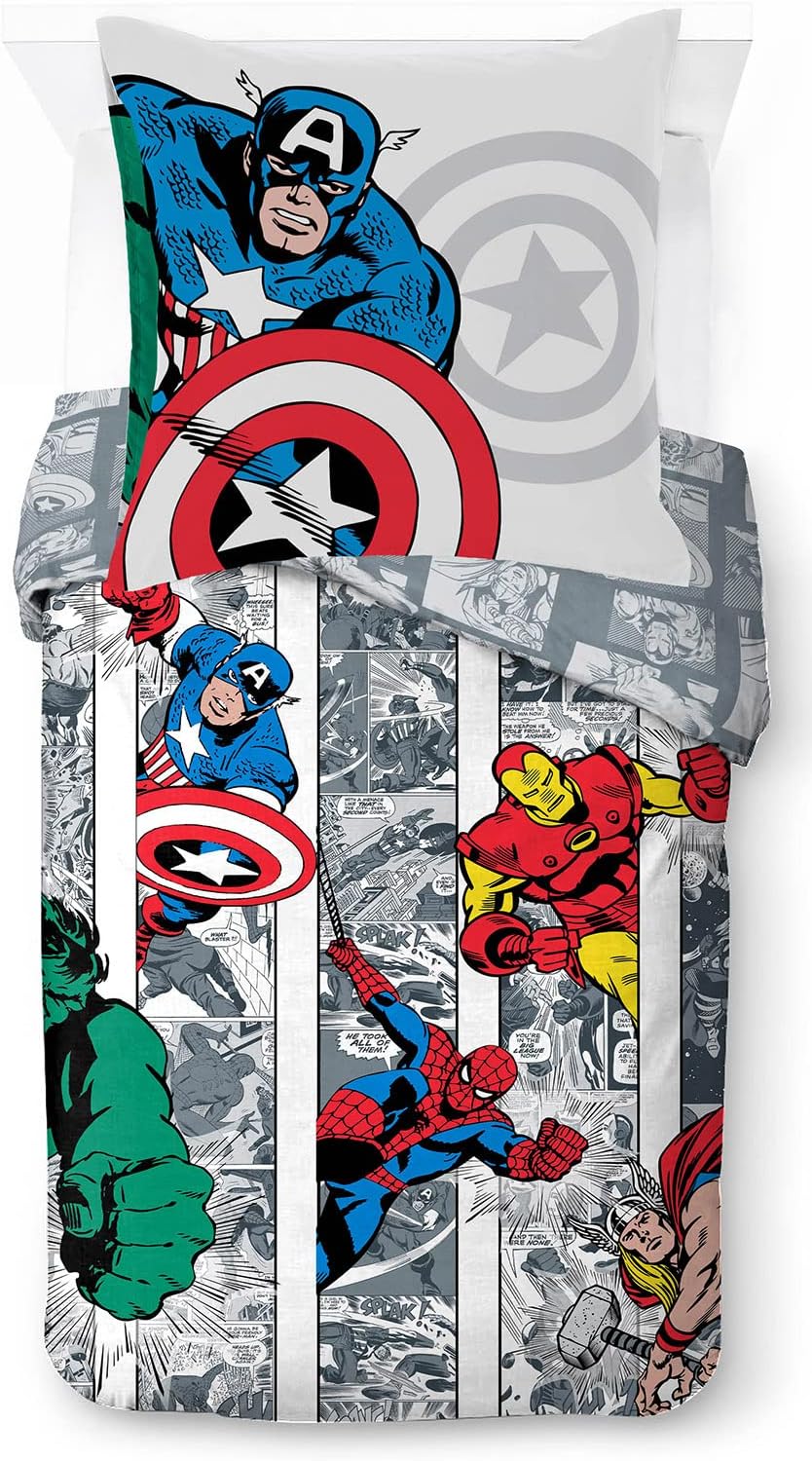 Parure de lit enfant Iron Man Marvel Comics 140x200 en 100% coton