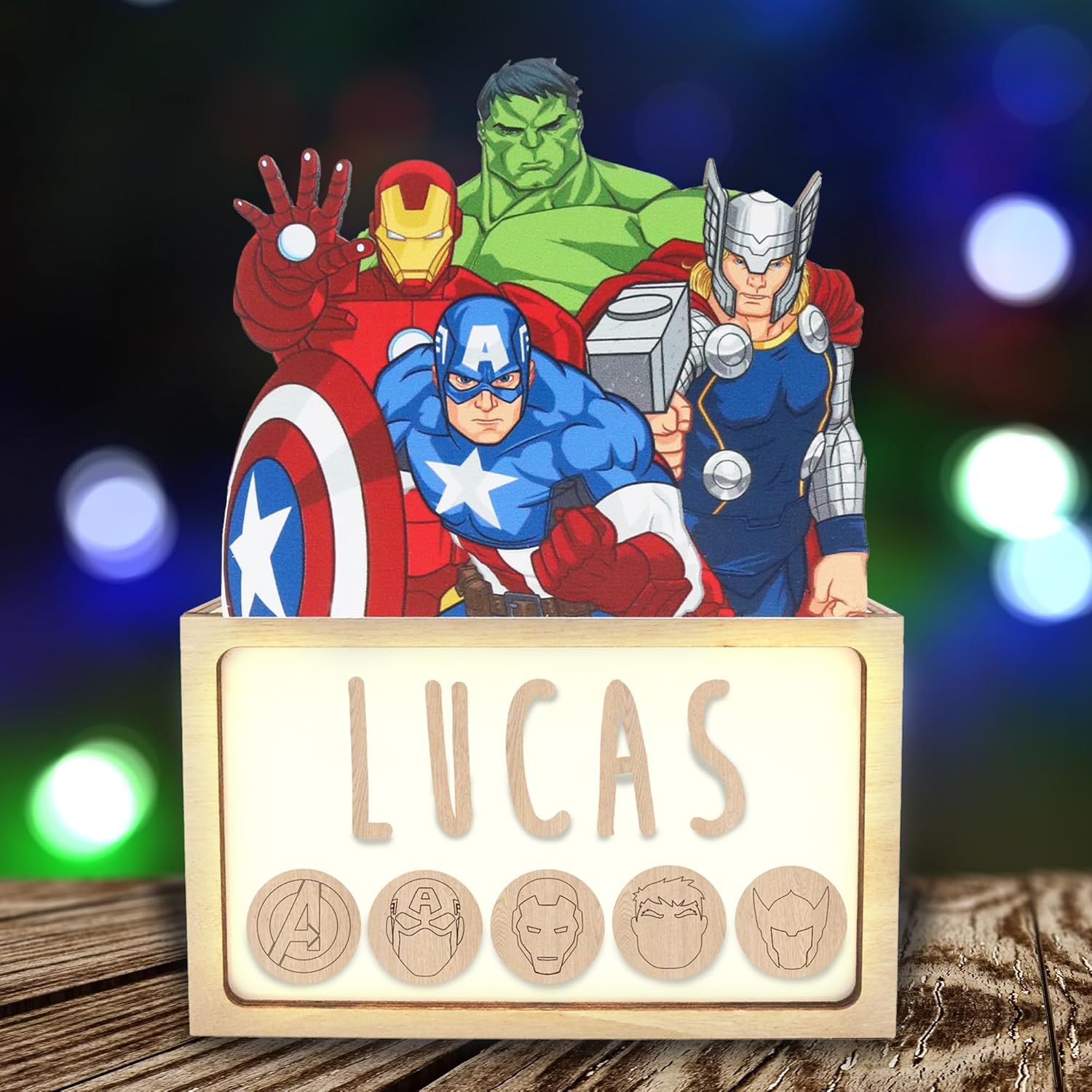 Lampe personnalisable Marvel Iron Man Les Vengeurs pour chambre d’enfant