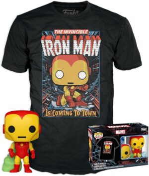Marvel Iron Man Holiday Funko Pop! & Tee brille dans le noir en taille Large