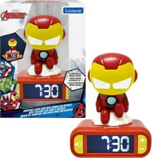 Réveil veilleuse Iron Man Marvel avec écran LCD rétro-éclairé