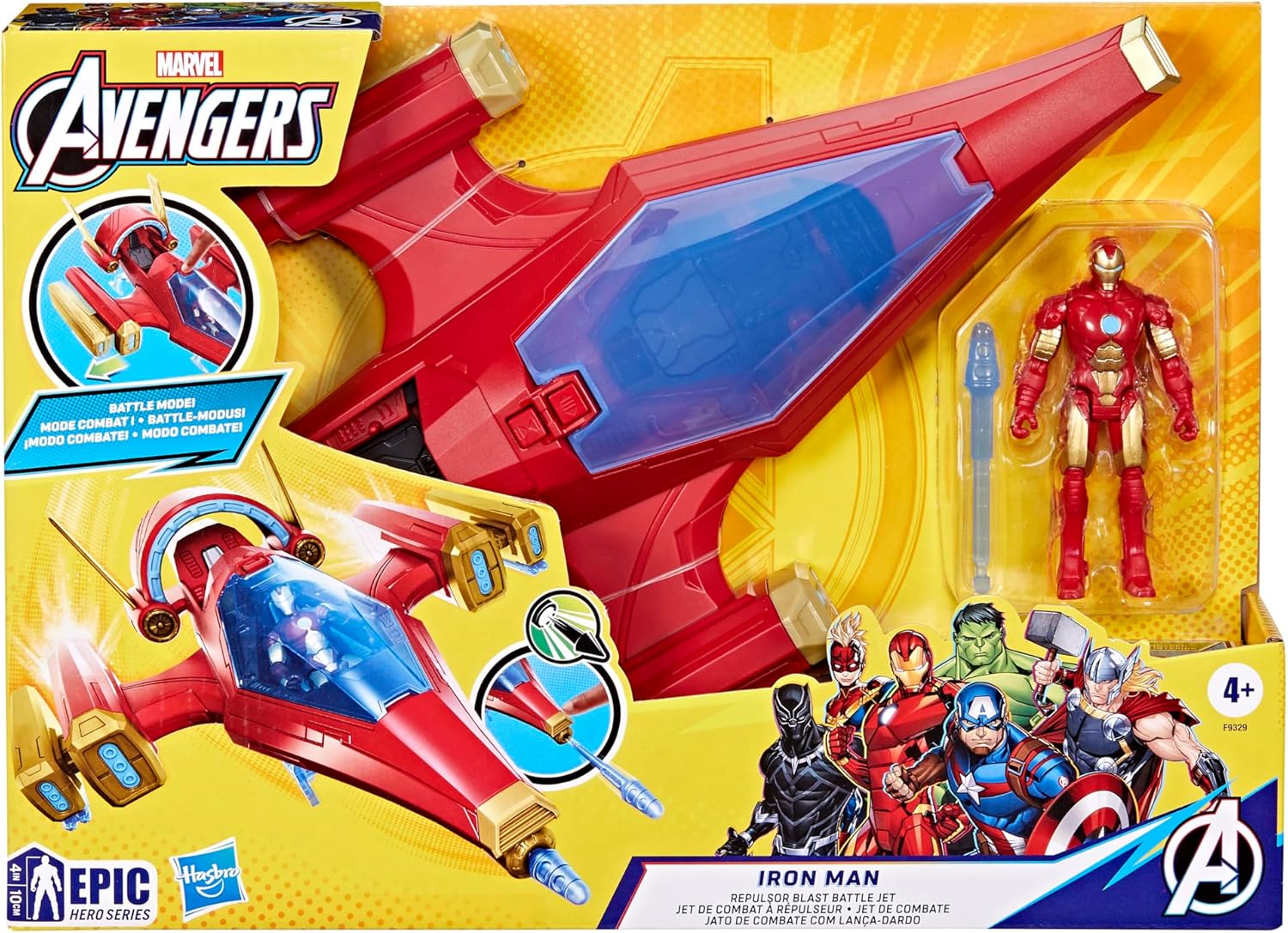 Marvel Avengers Iron Man, jet de combat à répulseur avec figurine 10 cm – Image 2