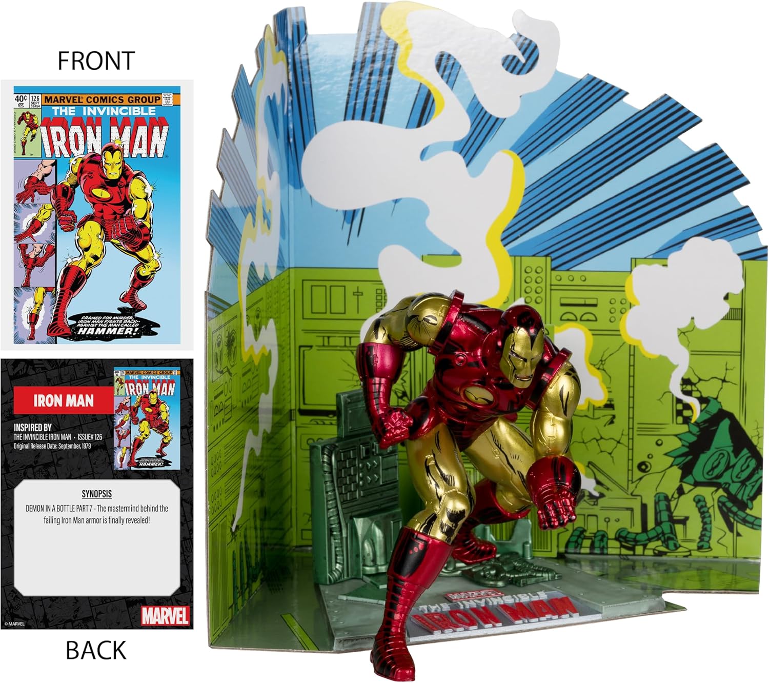 Figurine Marvel Iron Man 1:10 avec scène, The Invincible Iron Man 126 – Image 4