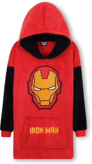 Plaid à capuche oversize Iron Man Marvel pour enfant et ado