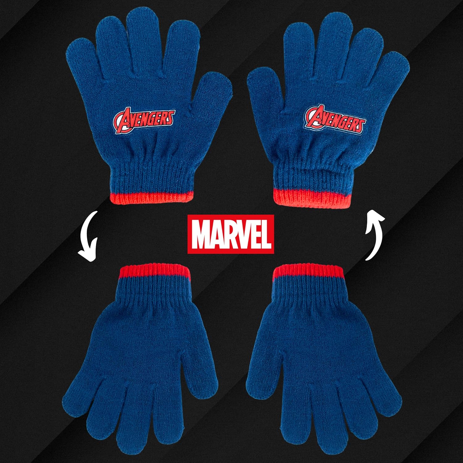 Ensemble d'hiver bleu Marvel Avengers avec bonnet et gants Iron Man pour garçon – Image 3