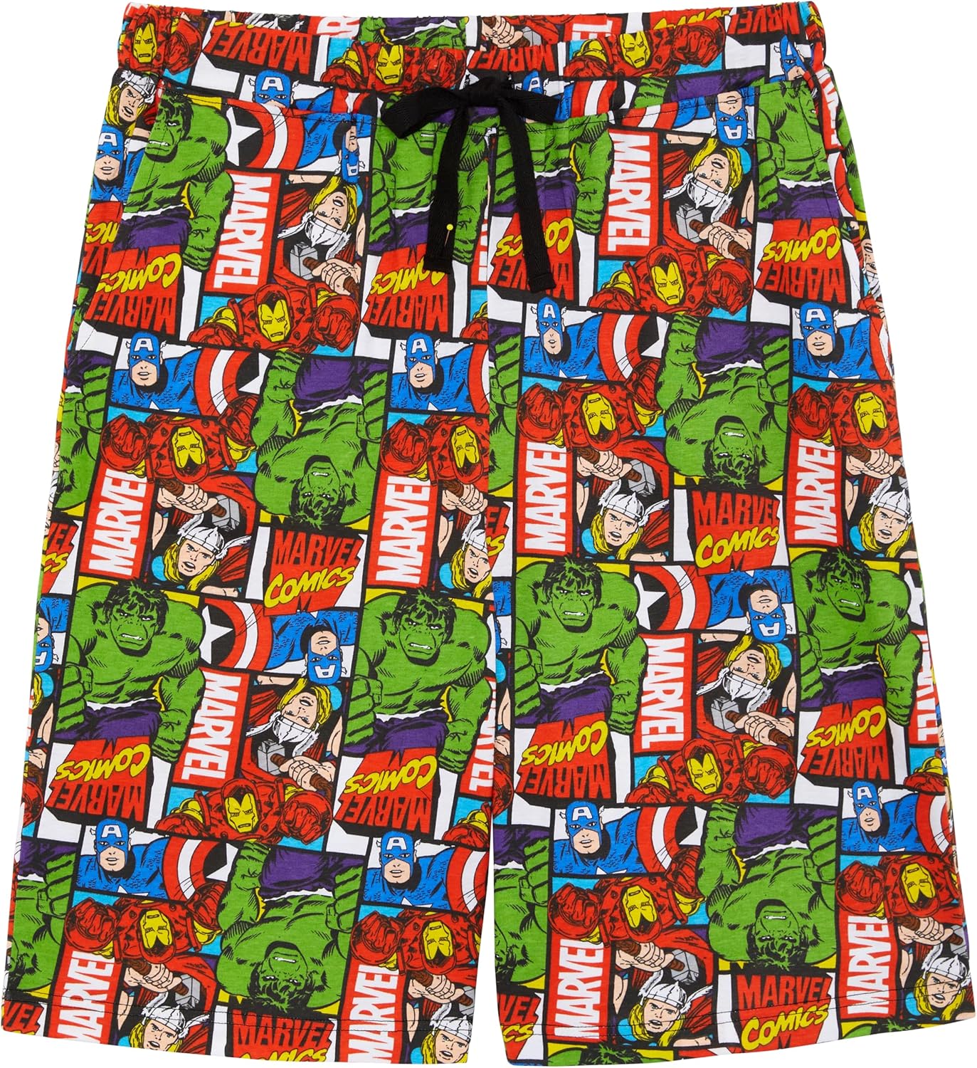 Lot de 2 shorts de détente Marvel pour homme en 100% coton avec Iron Man, Spider-Man, Hulk, Captain America et Thor – Image 6