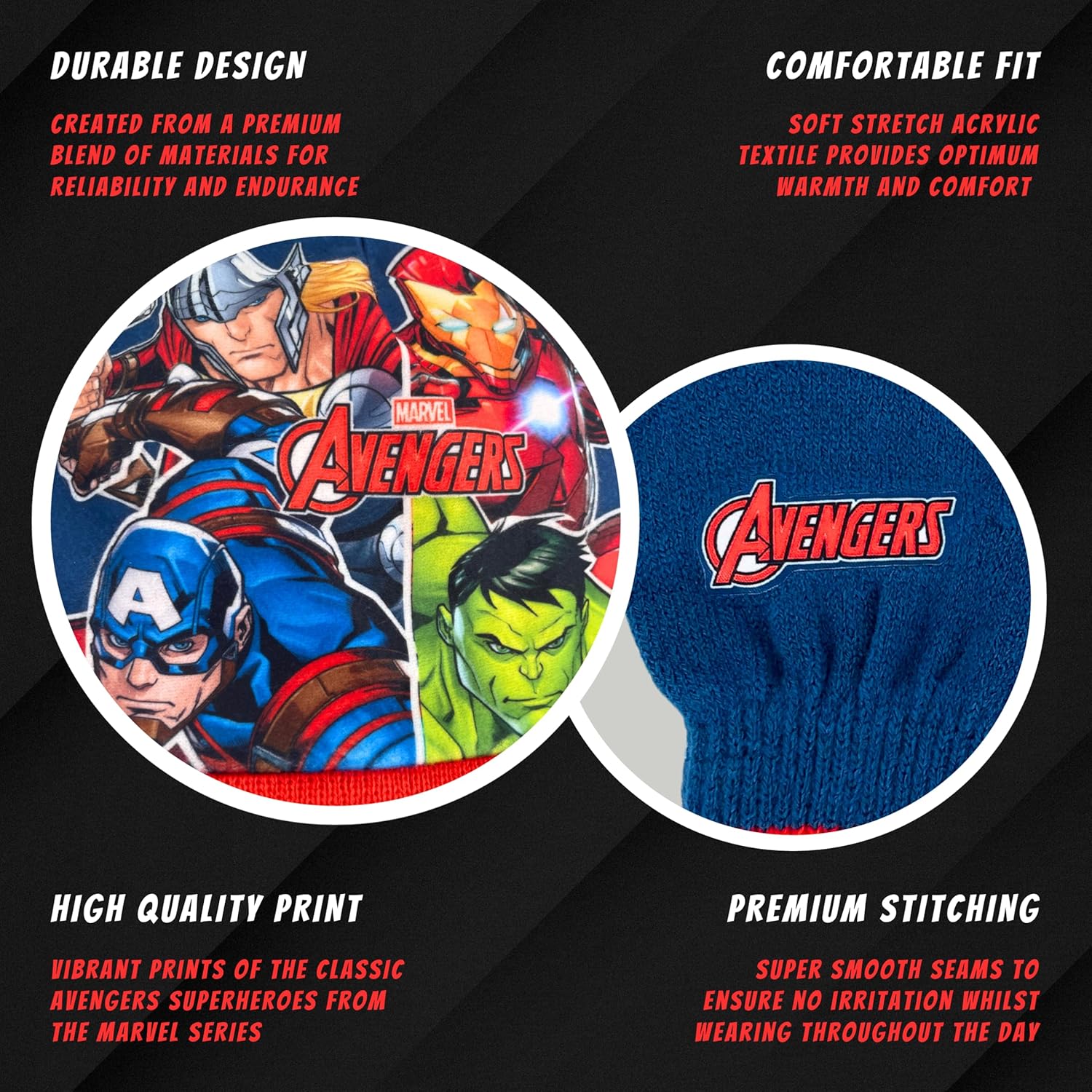 Ensemble d'hiver bleu Marvel Avengers avec bonnet et gants Iron Man pour garçon – Image 5