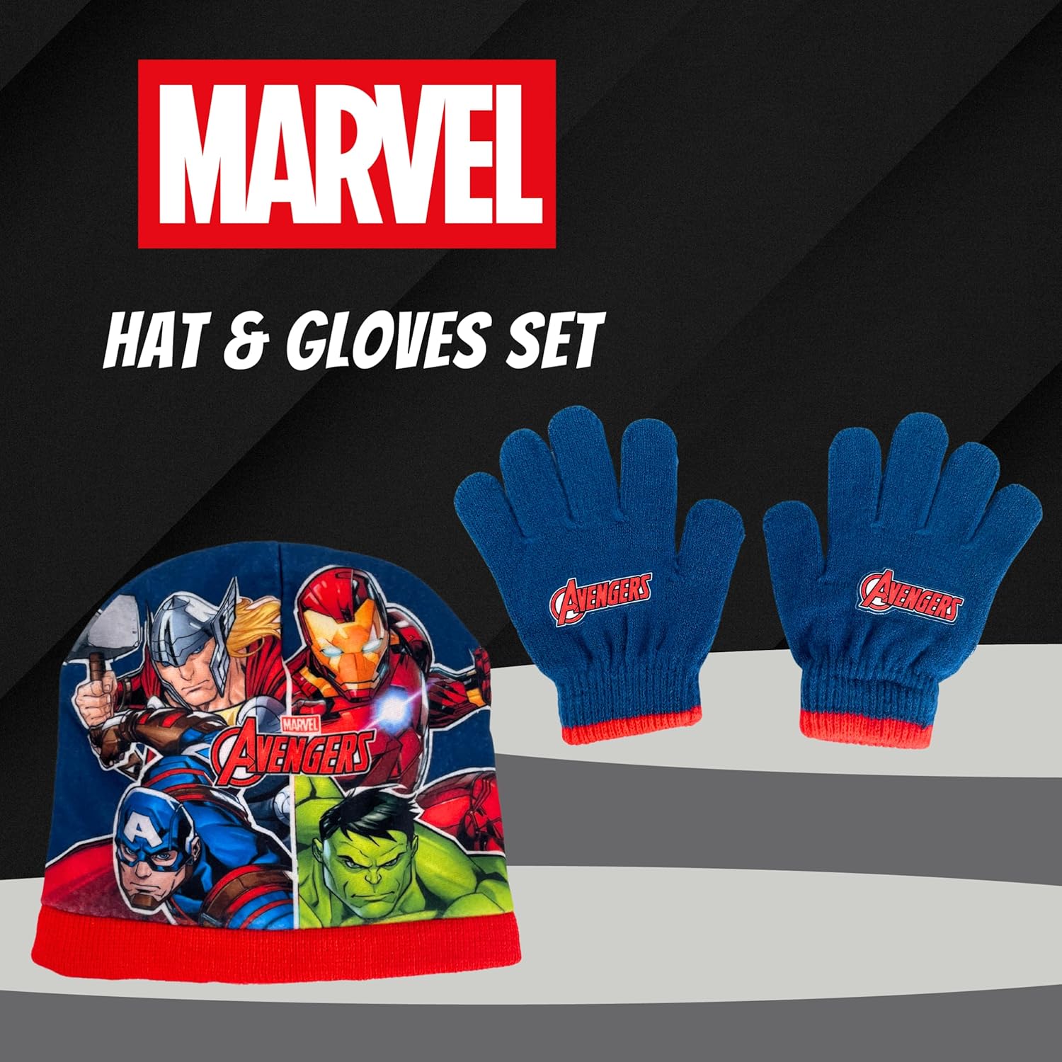 Ensemble d'hiver bleu Marvel Avengers avec bonnet et gants Iron Man pour garçon – Image 2