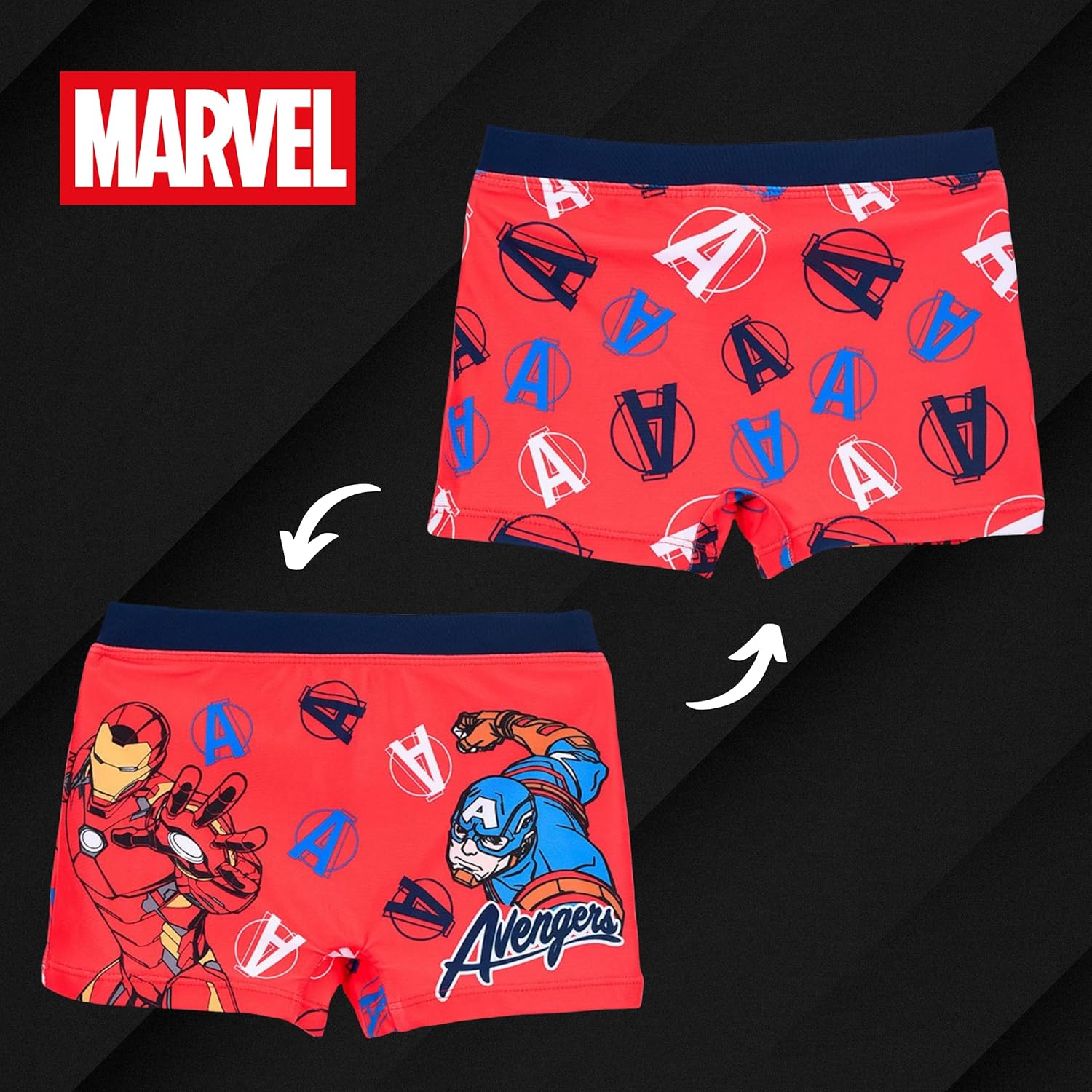 Short de bain garçon Marvel Avengers avec Iron Man et Captain America, 4 à 10 ans – Image 8