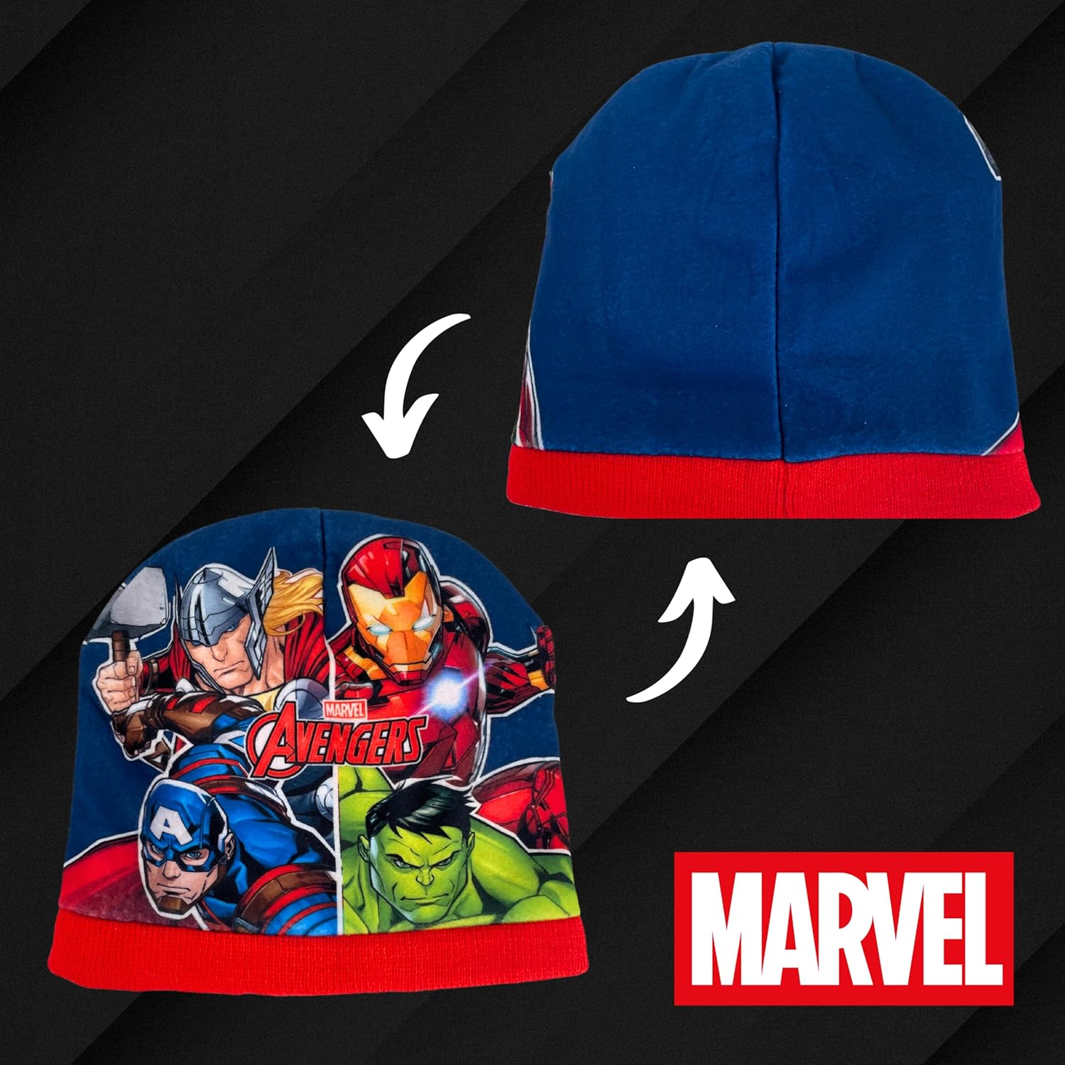Ensemble d'hiver bleu Marvel Avengers avec bonnet et gants Iron Man pour garçon – Image 4
