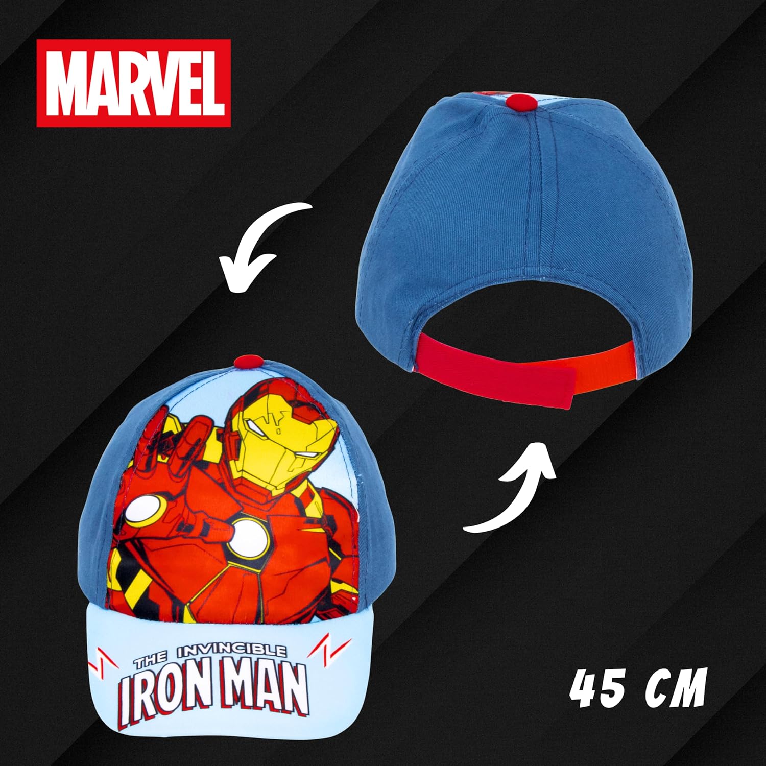 Casquette d'été Marvel Avengers bleu avec visuels Iron Man et Hulk pour garçon – Image 5