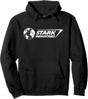 Sweat à capuche Marvel Iron Man Stark Industries Logo White, col tissé