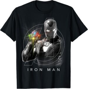 T-shirt Marvel Avengers Iron Man avec portrait du gantelet Infinity