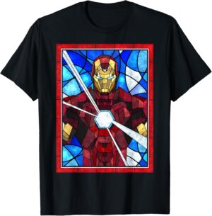 T-shirt Marvel Iron Man avec portrait en vitrail du réacteur à arc