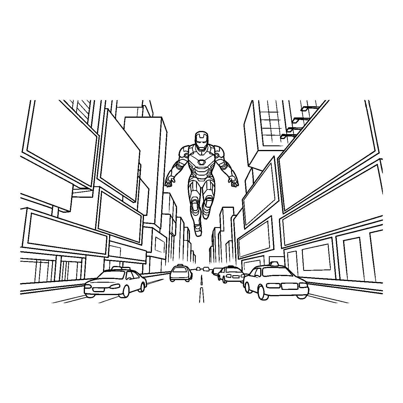 Coloriage Iron Man gratuit à imprimer : portrait détaillé d'Iron Man